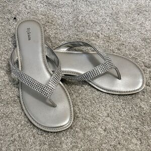 Women's Silver Sandals with Rhinestones